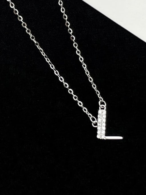 NS1000 [Silver Plated Platinum L] 925 Sterling Silver Cubic Zirconia Letter Minimalist Necklace